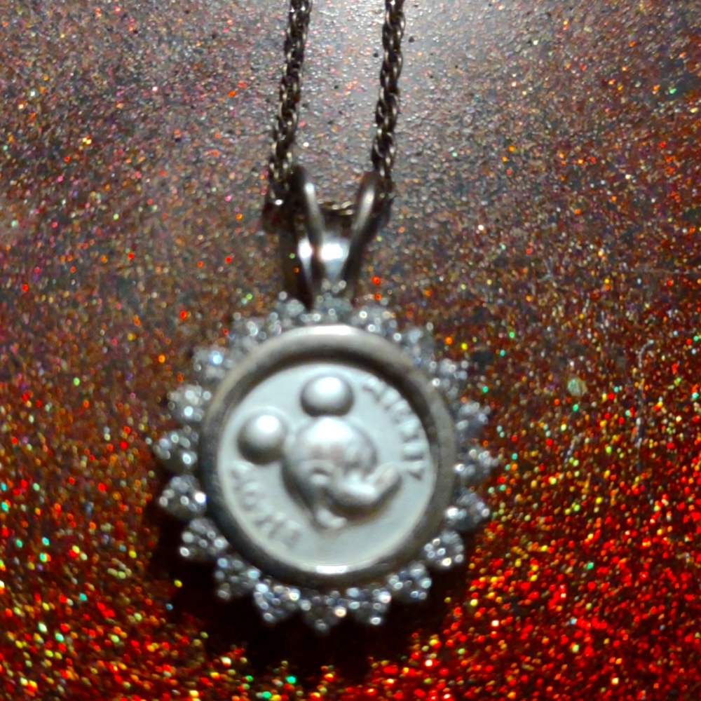 Disney's Mickey mouse silver and rhinestone necklace